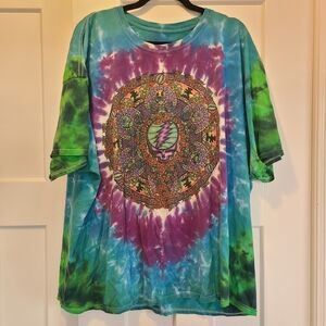Grateful Dead Liquid Blue Tie-Dye Short Sleeve Tee - Green, Blue, Purple